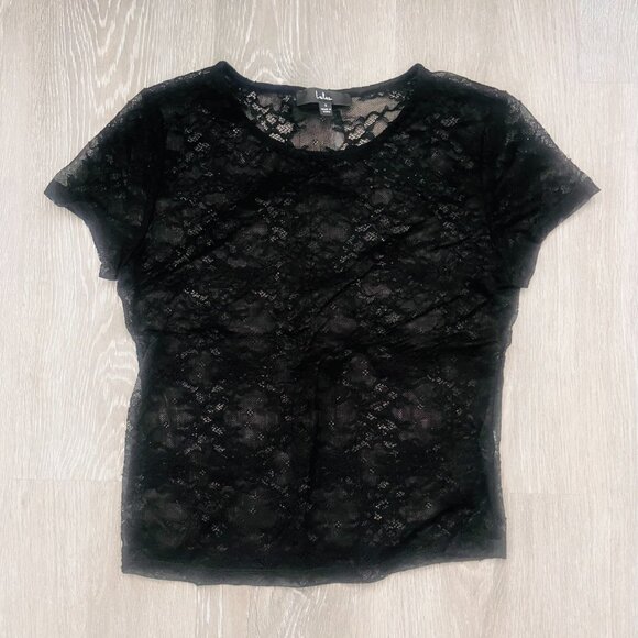 NWOT Lulus Black Lace Top - SM - Picture 2 of 3